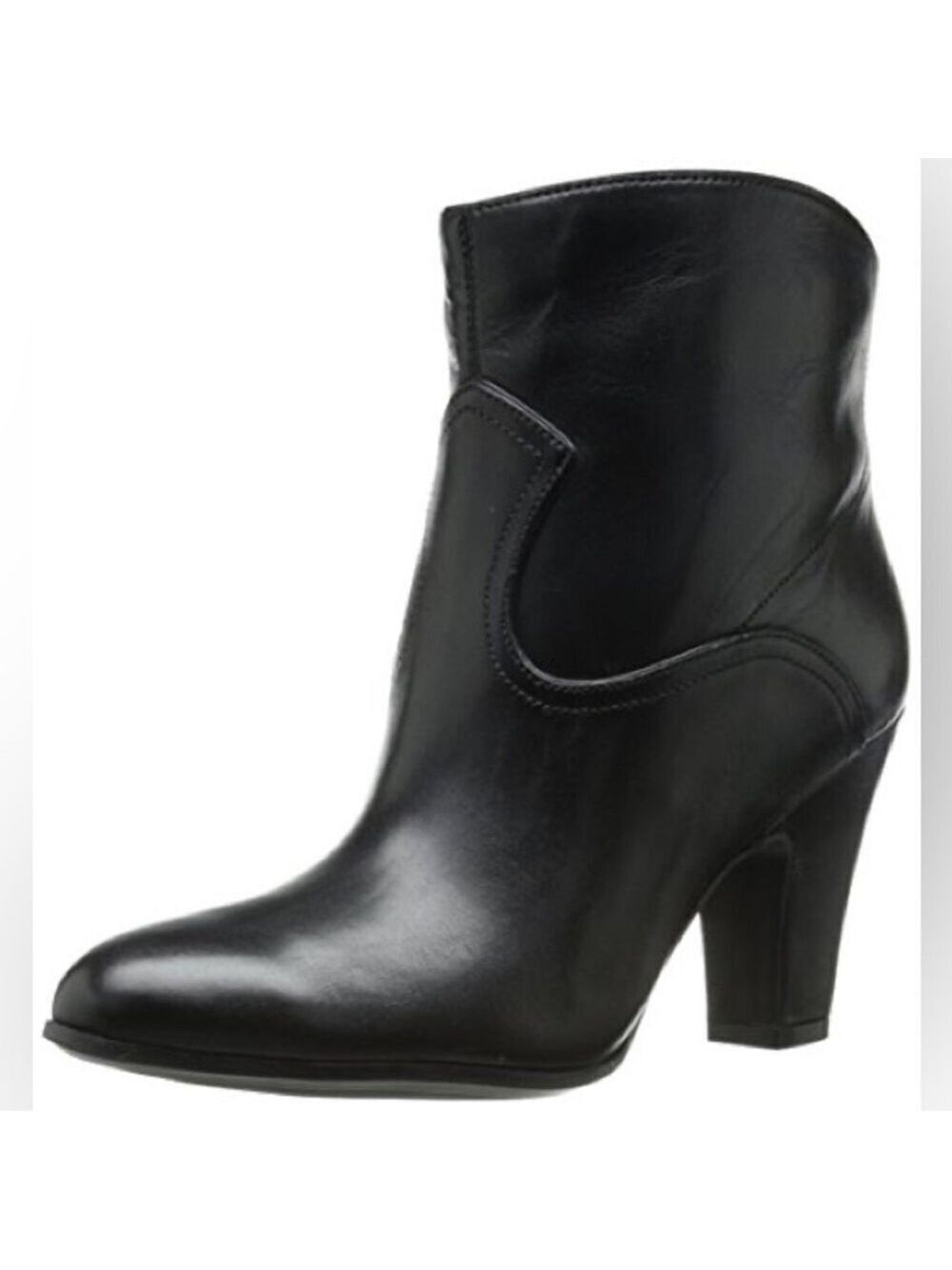 NEW Nine West Quarrel Western Cowboy Black Leather Heeled Ankle Boot